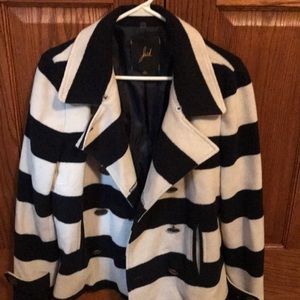 Jack by BB Dakota Navy/white Stripe Coat, L